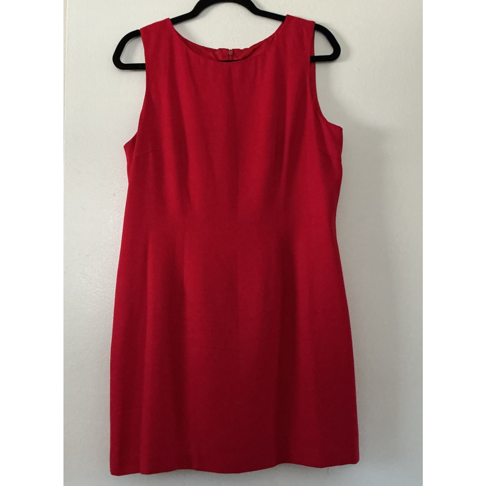 Vintage Lois Snyder Dani Max Petite 14P Sleeveless Dress Red Sheath 90s Y2K